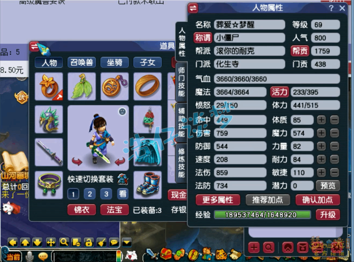  梦幻西游化生寺装备展示图69级