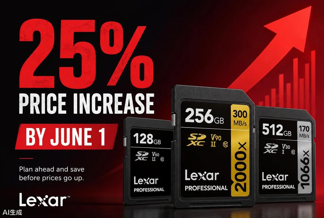 消息称雷克沙存储卡产品6月1日起涨价，涨幅最高25%