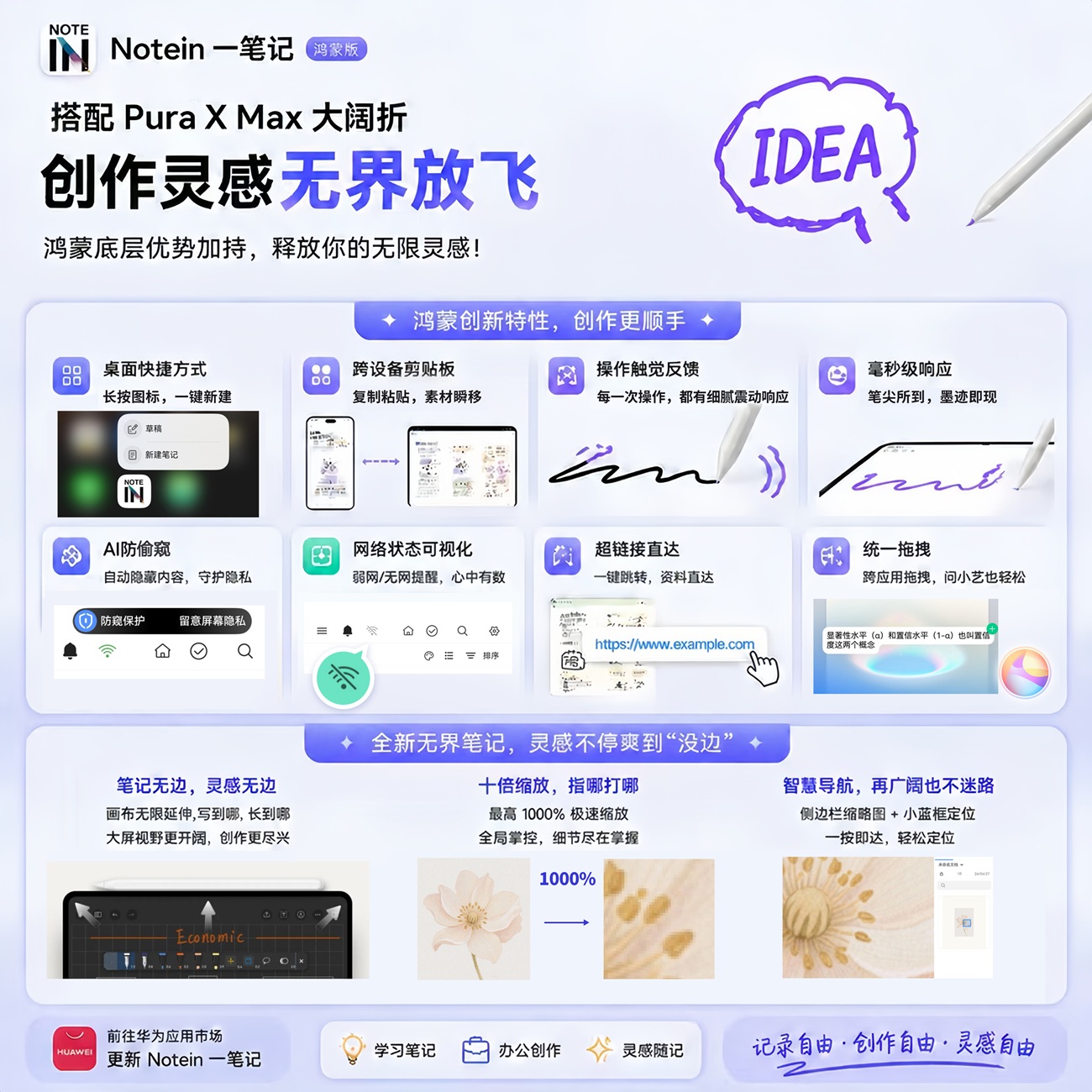 鸿蒙版Notein一笔记携Pura X Max，拉满创作爽感 纸张太小装不下脑洞