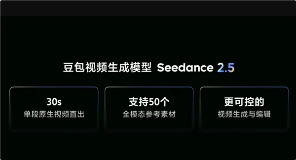 豆包视频生成模型Seedance 2.5发布：原生直出翻倍至30秒